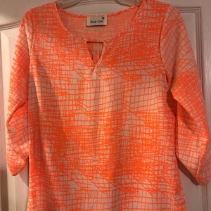 Orange/ Cream print top
